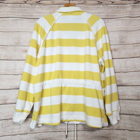 Anthropologie Maeve Elmira Yellow White Striped Jacket Sweater Size Small Pocket - Picture 13 of 16